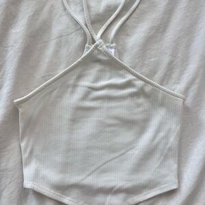 White Ribbed Crop Top